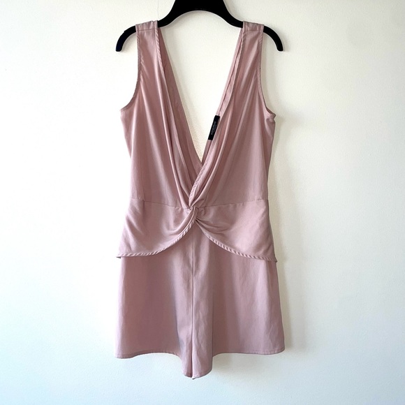 Pale Pink Deep V Romper - Picture 1 of 7